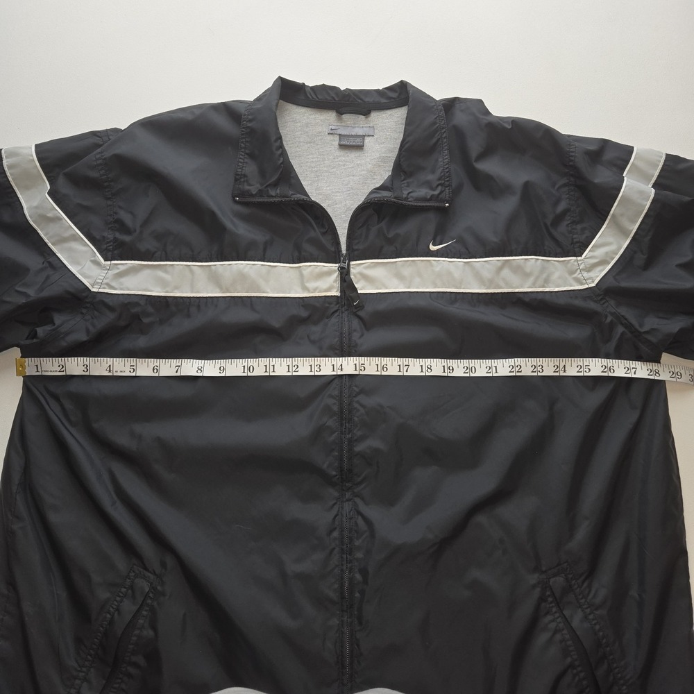 Vintage Nike Windbreaker Jacket XL Black White Stripe Full Zip Retro 90's Style - Picture 4 of 9